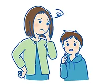 悩んでいる母親と子供